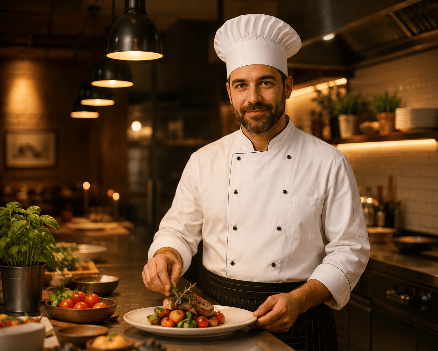 Chef Preparing Plate of Food
